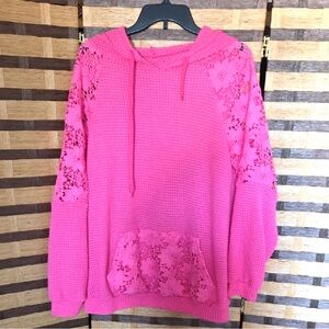 Pink Lace Detail Women's Hoodie